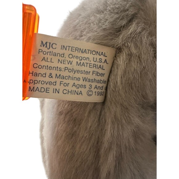 1992 MJC International Med Grey Soft Elephant Stuffed Animal Vintage Plush Toy - Picture 15 of 16